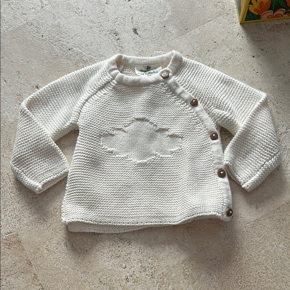 Topo Mini Knitted White Cardigan, Size 3-6 Months